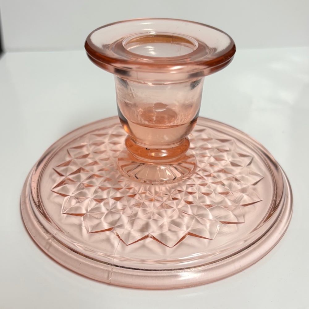 Vintage Pink Depression Glass Candle Holder